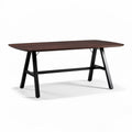 Tavolo da pranzo rettangolare in legno marrone con struttura nera 180 x 90 x 75cm