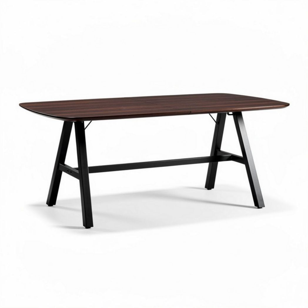 Tavolo da pranzo rettangolare in legno marrone con struttura nera 180 x 90 x 75cm