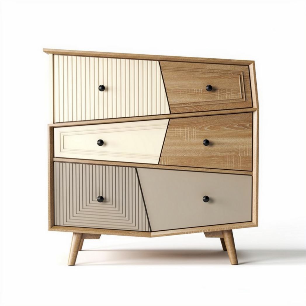 Cassettiera moderna in legno di faggio con quattro cassetti 80 x 40 x 90cm