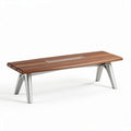 Tavolino da giardino in legno e alluminio 120 x 60 x 45cm colore marrone