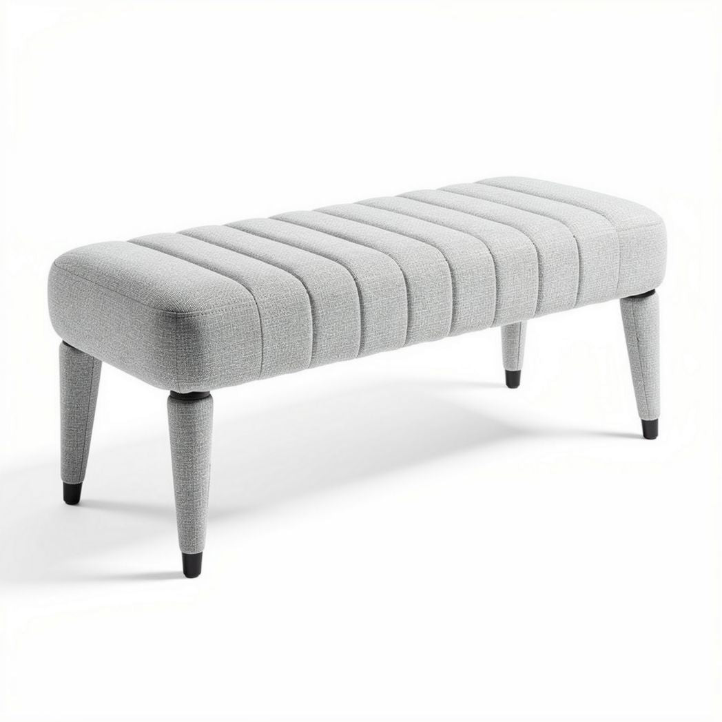 Panca imbottita in tessuto grigio 120 x 40 x 45cm per ingresso o soggiorno