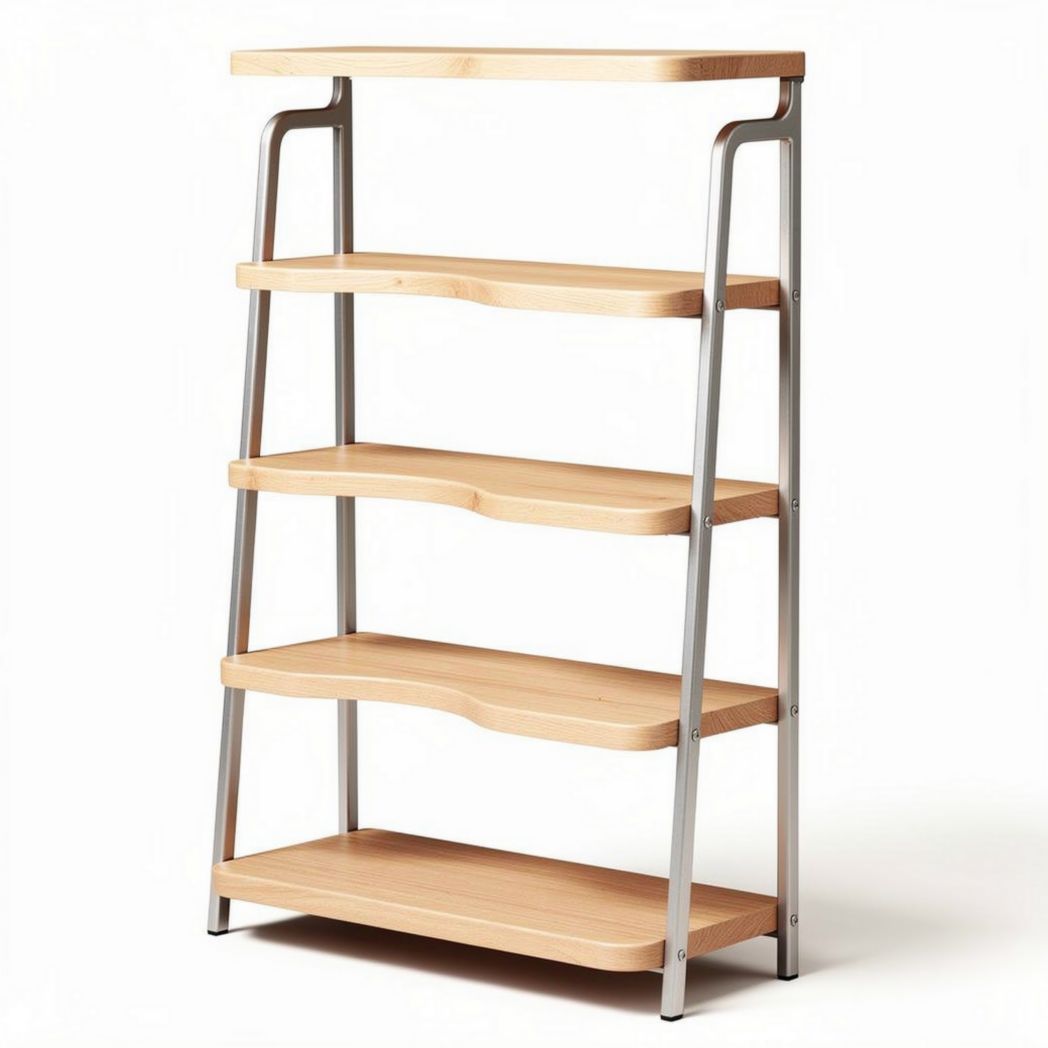 Scaffale in legno di betulla e metallo 80 x 40 x 120cm per cucina o soggiorno