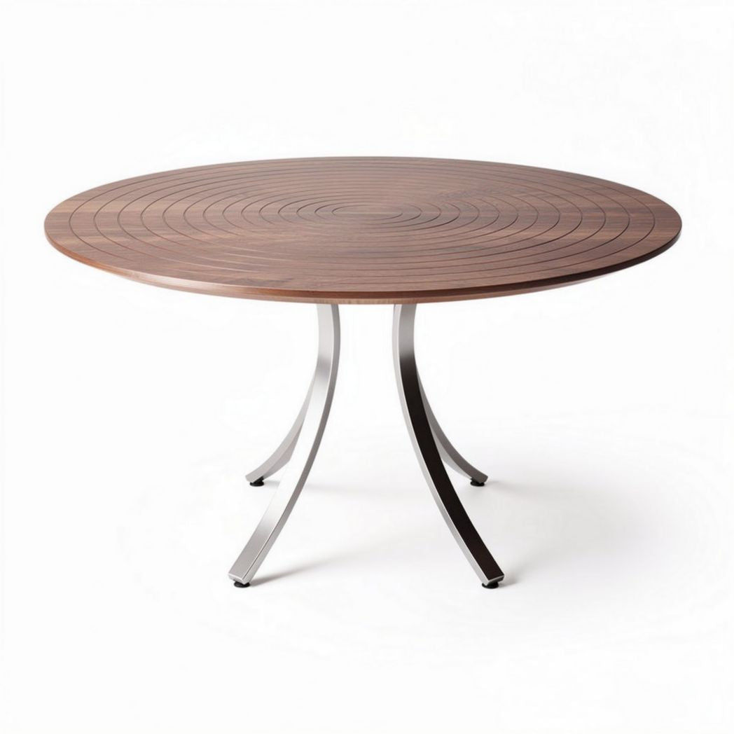 Tavolo rotondo in legno con base in acciaio inox 120 x 120 x 75cm