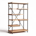 Libreria in legno e metallo nero 90 x 30 x 180 cm per soggiorno e ufficio