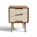 Comodino bianco con cassetti e struttura in legno 40 x 40 x 50cm