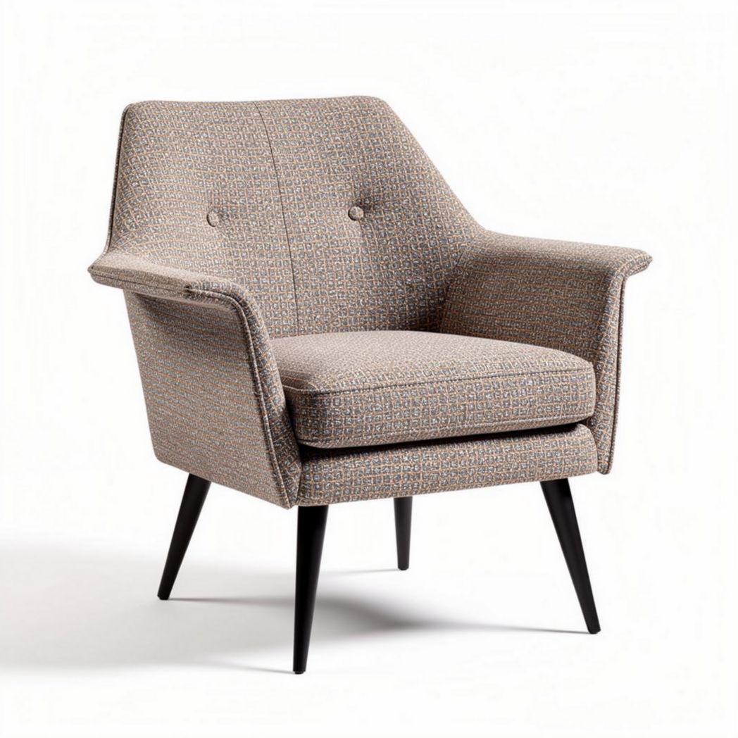 Poltrona in tessuto grigio con gambe in legno 80 x 75 x 85cm