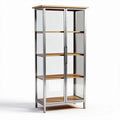 Vetrina in metallo e vetro con ripiani in legno 50 x 30 x 150 cm