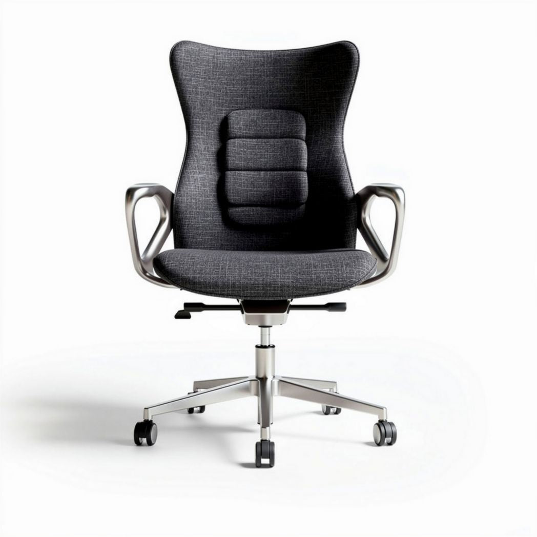 Sedia da ufficio ergonomica in tessuto grigio con base in metallo dimensioni 60 x 60 x 120cm