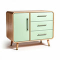 Mobiletto in legno con anta e tre cassetti colore verde pastello 80 x 45 x 75cm