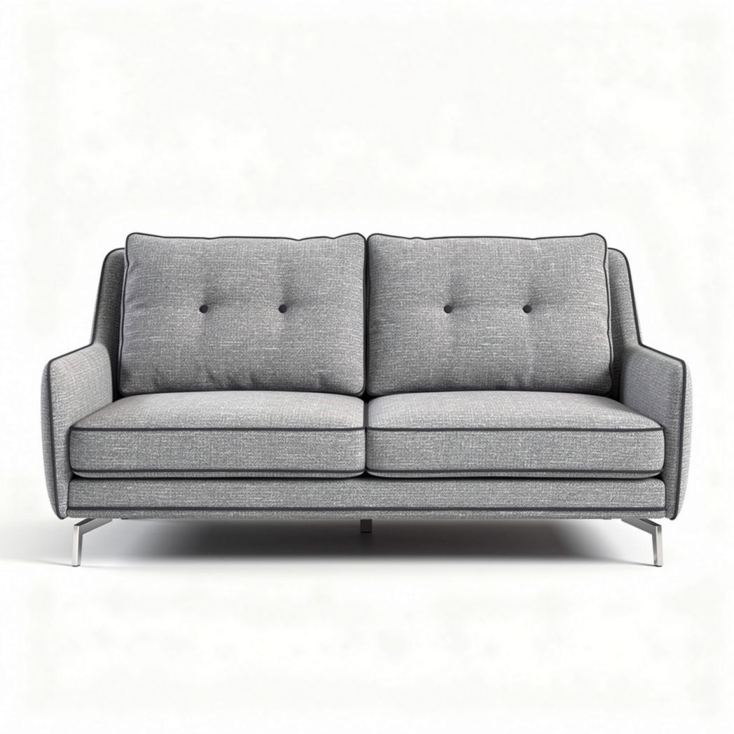 Divano a due posti grigio in tessuto dimensioni 180 x 85 x 75cm