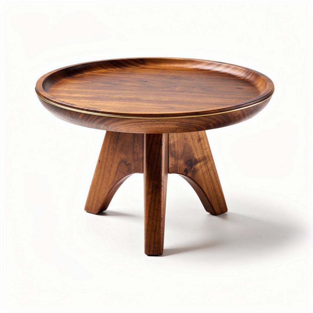 Tavolino rotondo in legno massello con base a quattro gambe diametro 40 cm
