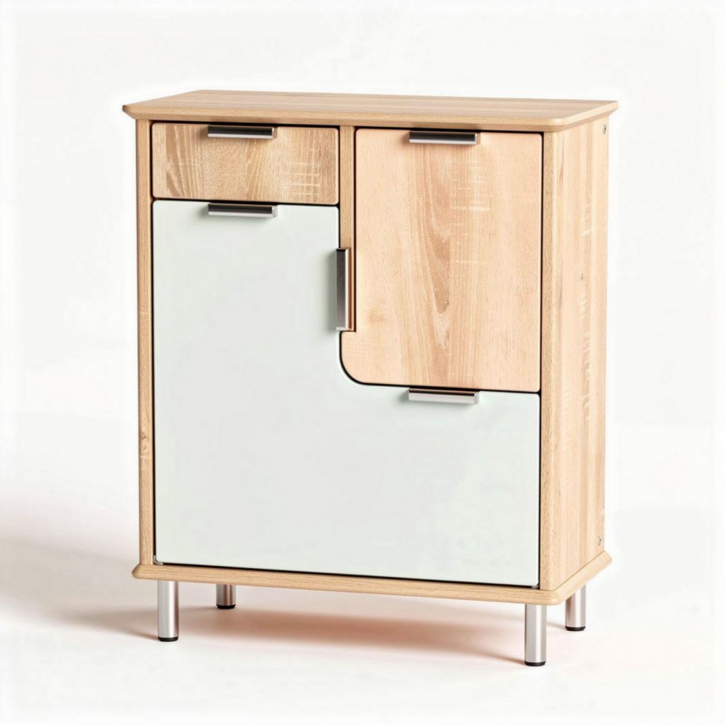 Mobiletto in legno di betulla con ante bianche dimensioni 60 x 40 x 80cm